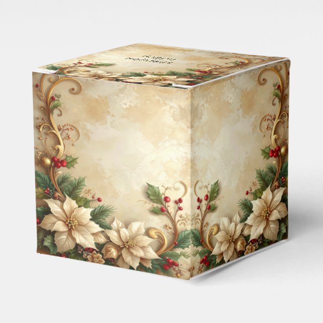 Christmas Floral Holiday Favor Box (Front Side)