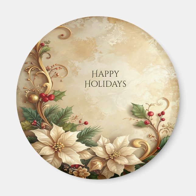 Christmas Floral Holiday Magnet (Front)