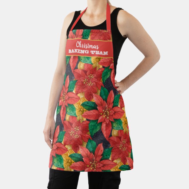 Christmas Floral Holiday Personalised Apron (Insitu)