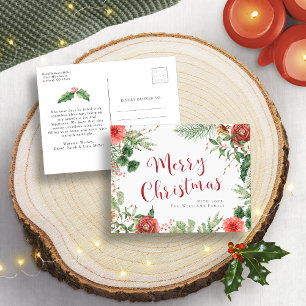 Christmas Floral Holiday Postcard