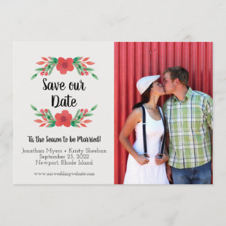 Christmas Floral Holiday Save the Date Photo Card