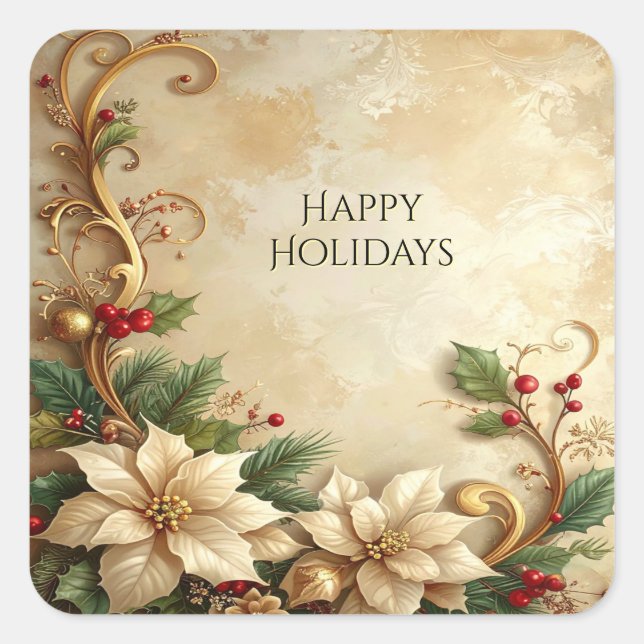 Christmas Floral Holiday Sticker (Front)