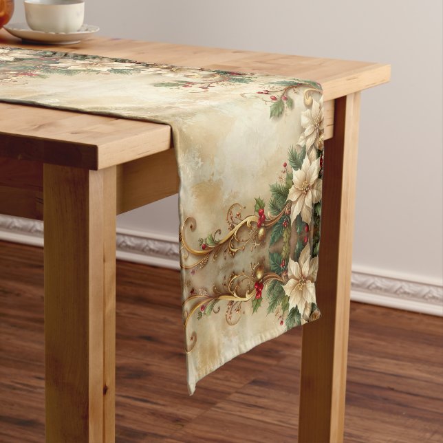 Christmas Floral Holiday Table Runner (In Situ)