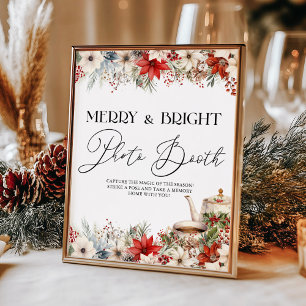 Christmas Floral Holiday Tea Party Photo Booth Poster
