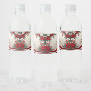 Christmas Floral Holiday Water Bottle Label