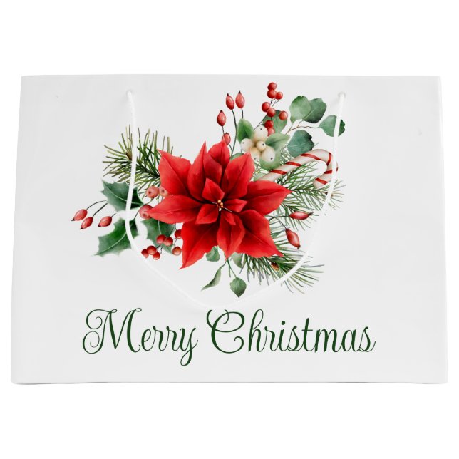 Christmas Floral  Large Gift Bag (Front)