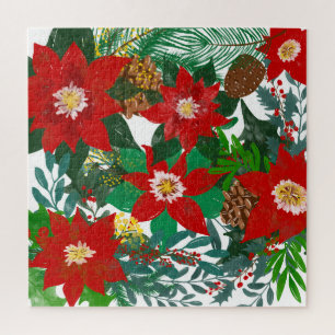Christmas Floral Leaf Art Jigsaw Puzzle