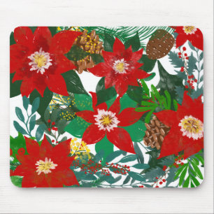 Christmas Floral Leaf Art Mouse Mat