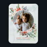 Christmas Floral Magnetic Photo card Magnet<br><div class="desc">Wish everyone a Merry Christmas with this gorgeous floral wreath Christmas magnetic card,  personalized with your own family photo and message.
 
 © Mini Moi Prints</div>