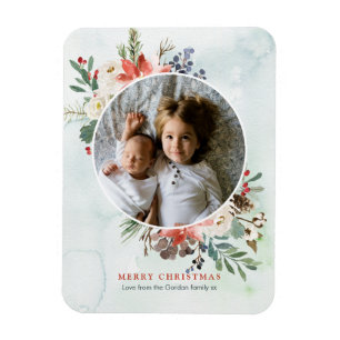 Christmas Floral Magnetic Photo card Magnet
