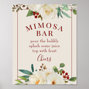 Christmas Floral Mimosa Bar Sign