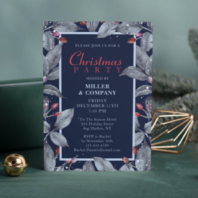 Christmas Floral Modern Corporate Christmas Party Invitation (Creator Uploaded)