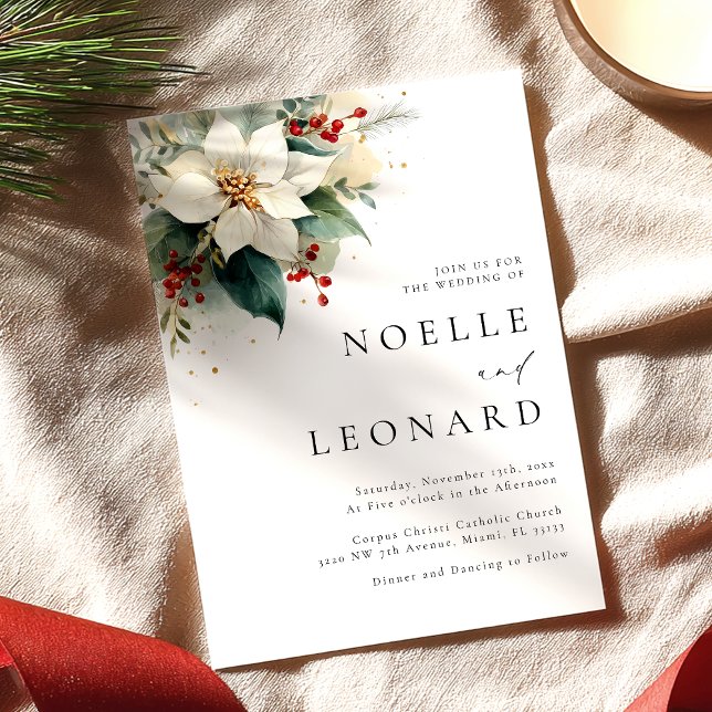 Christmas Floral Modern Wedding Invitation (Creator Uploaded)