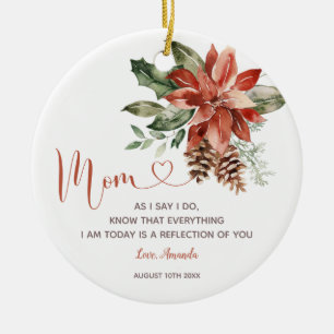 Christmas Floral Mother of the Bride  Ceramic Tree Decoration