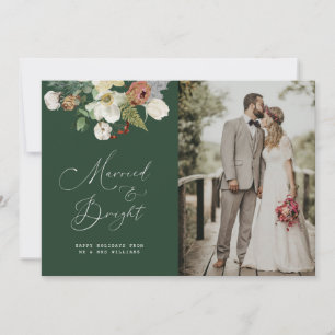 christmas floral newlyweds wedding announcement