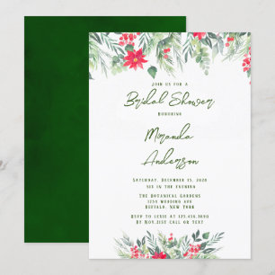 Christmas Floral Paint Leaf Bridal Shower Invitation