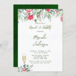 Christmas Floral Paint Leaf Brunch & Bubbly Invitation<br><div class="desc">I hope you'll enjoy these watercolors in red and green of poinsettia floral plant and green leaves.</div>