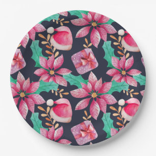 Christmas Floral Paper Plate
