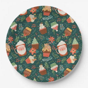 Christmas Floral Paper Plate