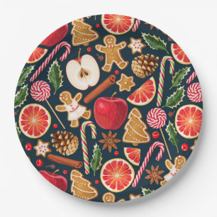 Christmas Floral Paper Plate