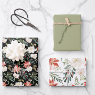 Christmas Floral Pattern Packaging Coordinated  Wrapping Paper Sheet