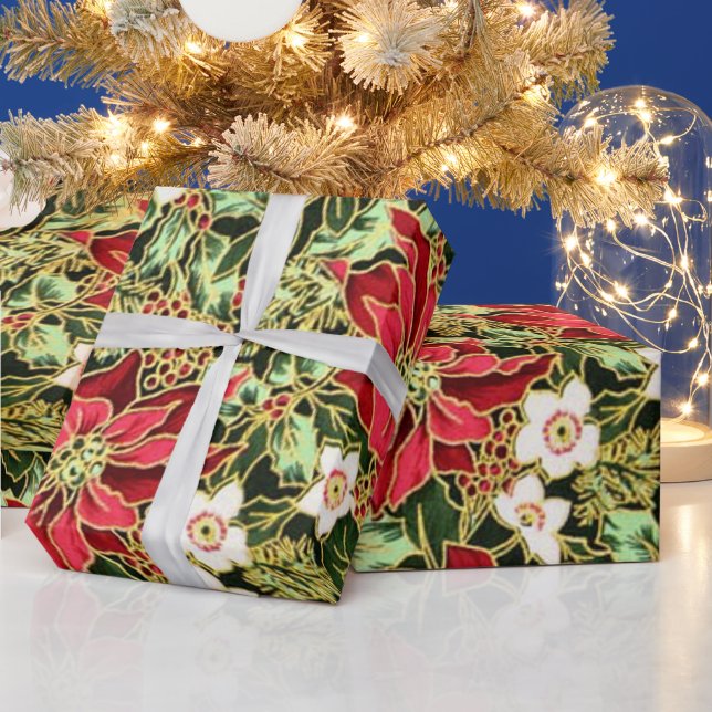 Christmas Floral pattern wrapping paper (Holidays)