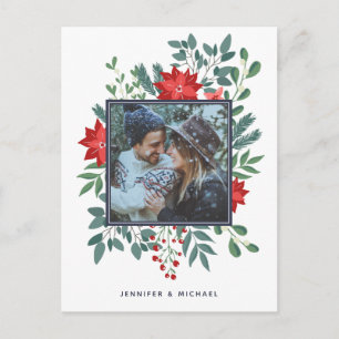 Christmas Floral   Photo Holiday Card