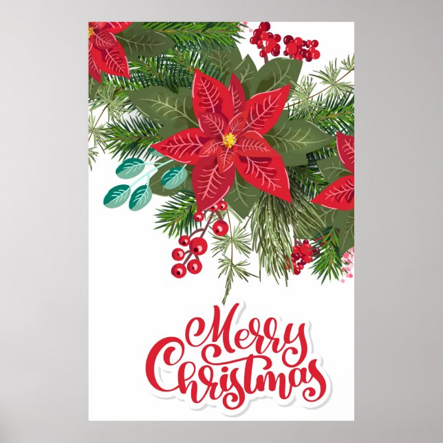 Christmas Floral Poinsettia Poster (Front)