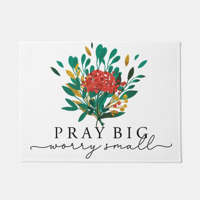 Christmas Floral Prayer Motivational Doormat (Front)