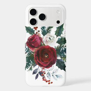 Christmas floral Red Burgundy White Roses