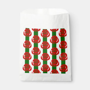 christmas floral red roses striped favour bags