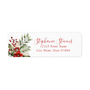 Christmas Floral Return Address Labels