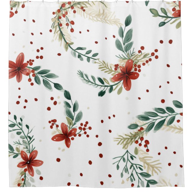 Christmas Floral Shower Curtain (Front)