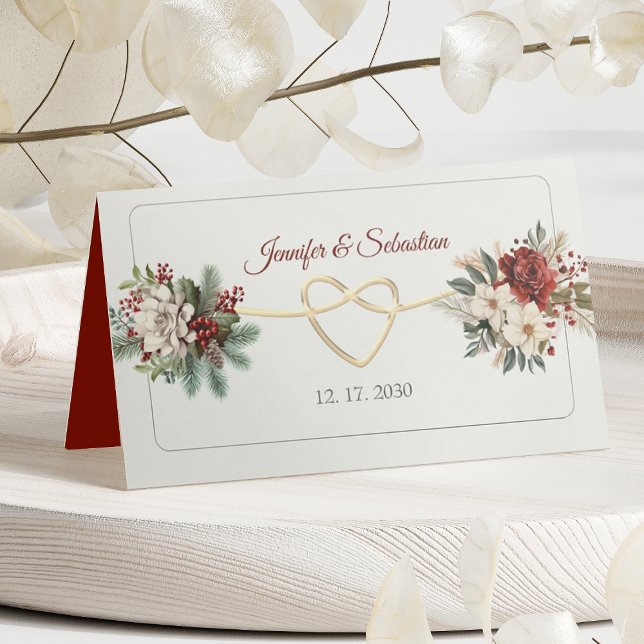 Christmas Floral Wedding Place Card (Creator Uploaded)