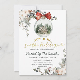 Christmas Floral Winter Holiday Housewarming Party Invitation