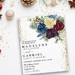 Christmas Floral Winter Wedding Floral Gold<br><div class="desc">One design per sheet. Budget invitations do not include envelopes. This design may be personalised in the area provided by changing the photo and/or text. Or it can be customised by clicking Personalise this Template and then choosing the click to customise further option and delete or change the colour of...</div>