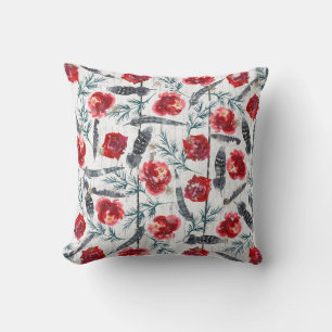 Christmas Floral Wooden Planks Cushion
