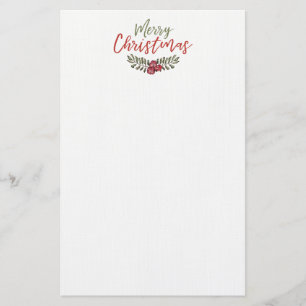 Christmas Floral Wreath Stationary Page Stationery