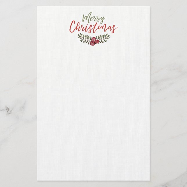 Christmas Floral Wreath | Stationary Page Stationery (Front)
