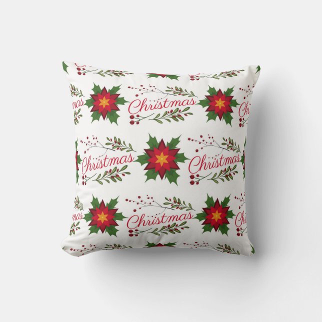 Christmas floral wreath winter pattern floret holi cushion (Front)