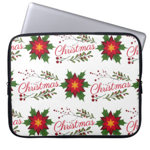 Christmas floral wreath winter pattern floret holi laptop sleeve
