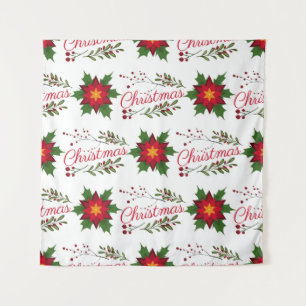 Christmas floral wreath winter pattern floret holi tapestry