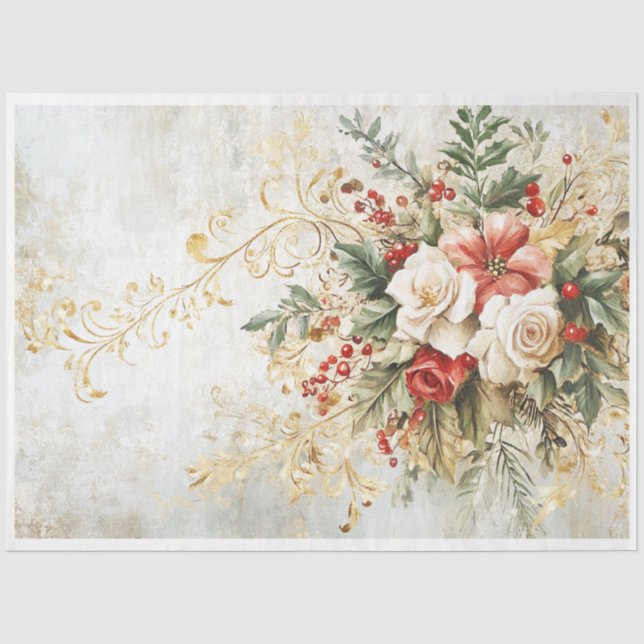 Christmas Florals Tissue Paper (Front)