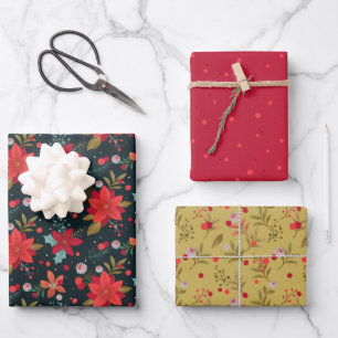 Christmas Florals Wrapping Paper Sheet
