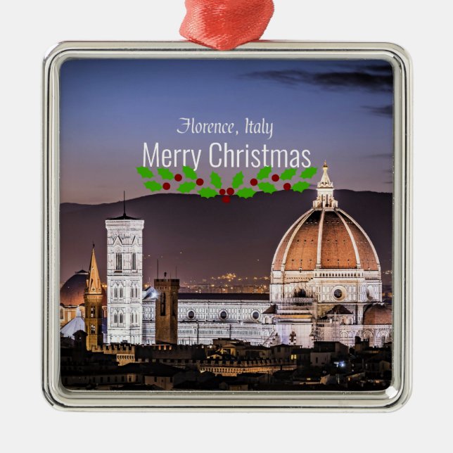 Christmas, Florence, Italy Metal Tree Decoration (Front)