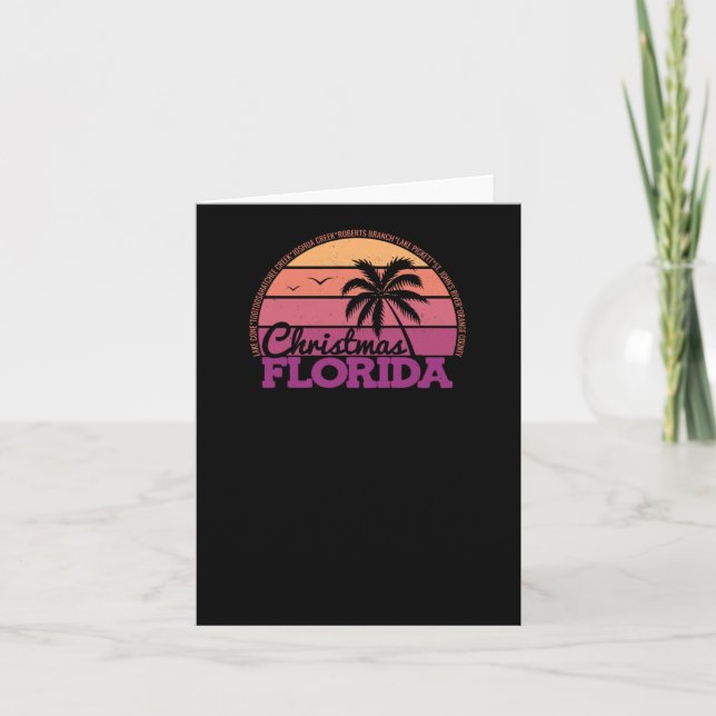 Christmas Florida Retro Sunset Local Pride Logo St Card (Front)