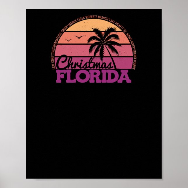 Christmas Florida Retro Sunset Local Pride Logo St Poster (Front)