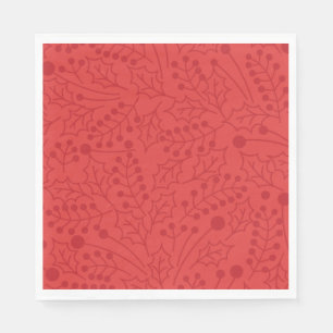Christmas Flourish Christmas Art Holly Leaf Print  Napkin