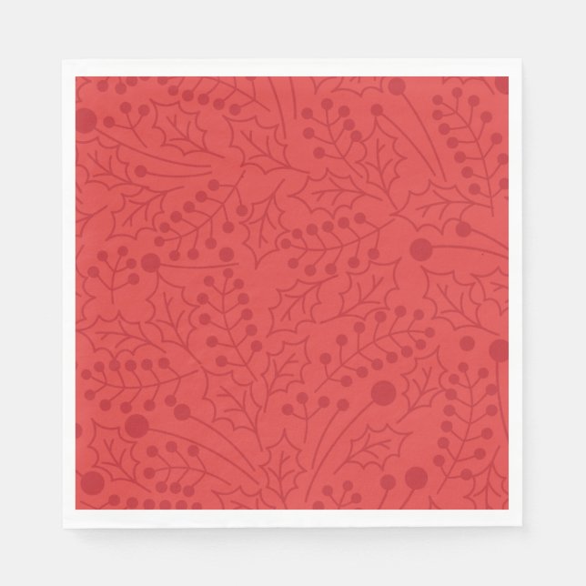 Christmas Flourish Christmas Art Holly Leaf Print  Napkin (Front)