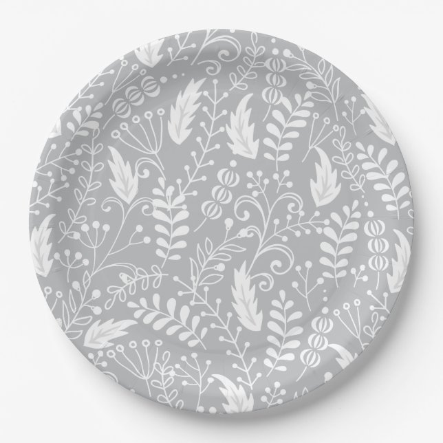 Christmas Flourish Christmas Art Holly Leaf Print  Paper Plate (Front)